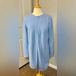 Talbots Size Large Light Baby Blue Long Open-Front Sweater / Coat